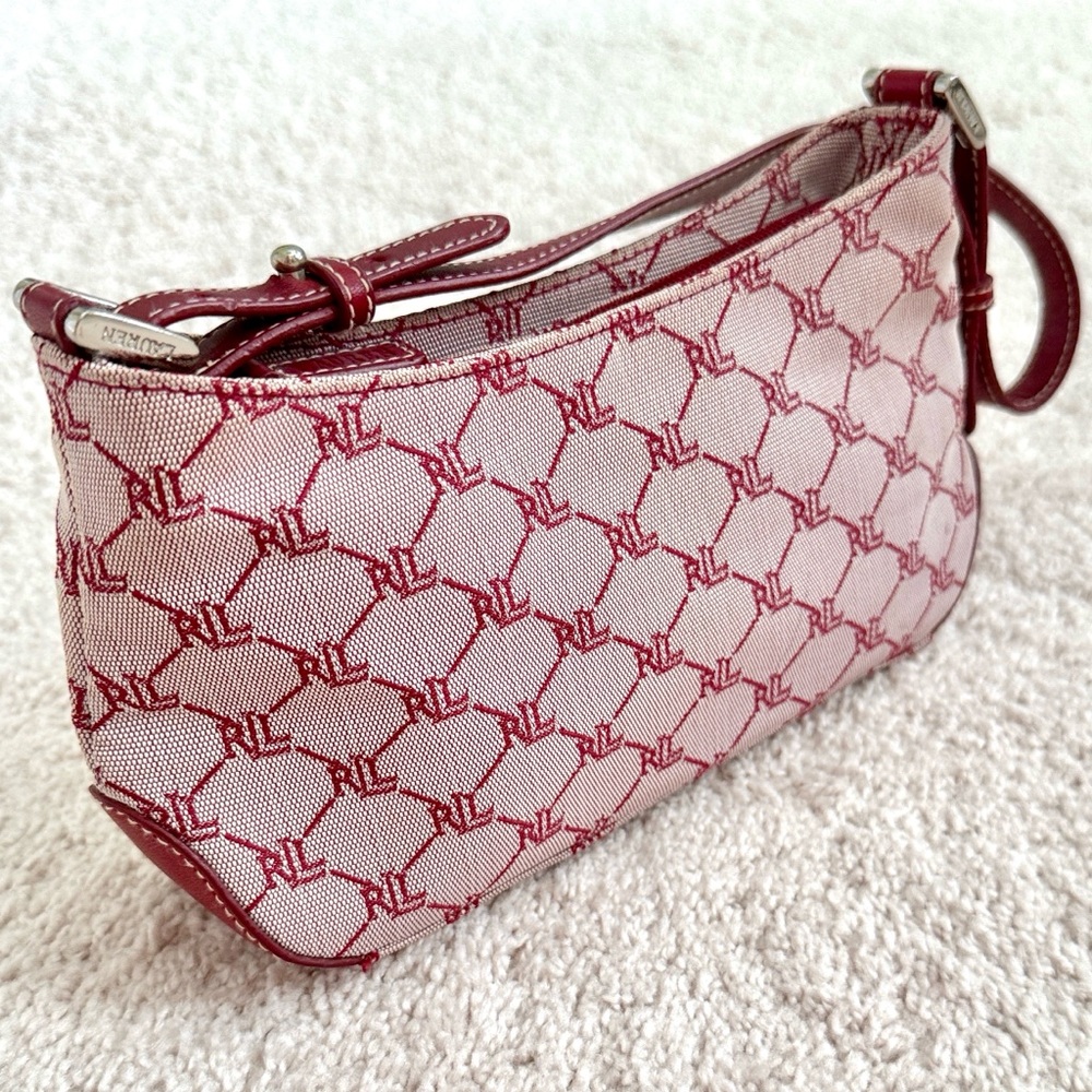 Vintage Ralph Lauren Red Monogrammed Hobo Bag